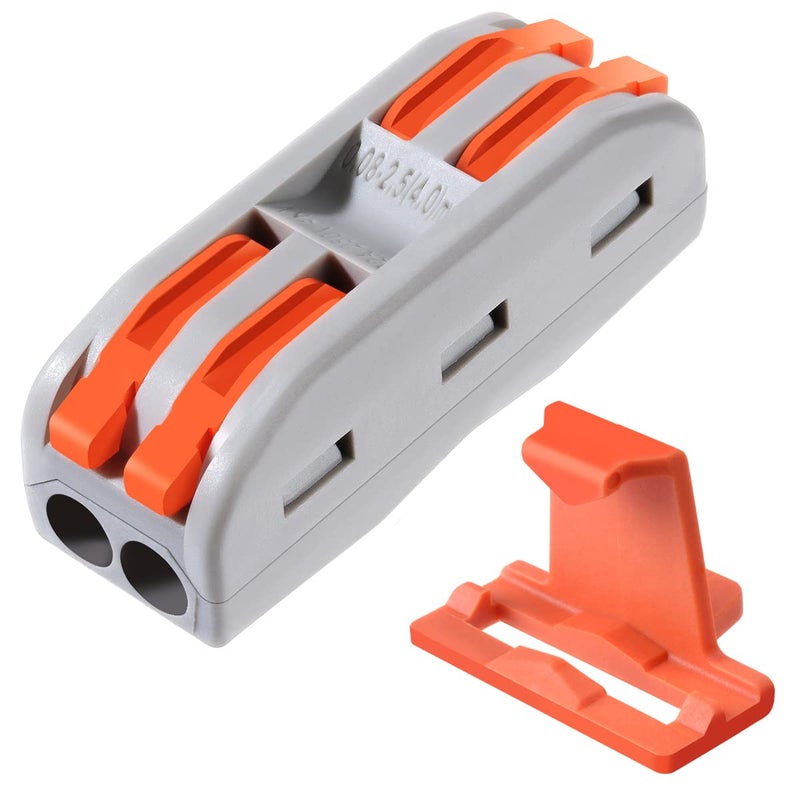 25pcs Conductor Compact Connectors Lever Wire Nut Electrical Connectors with Fixed Base for 2 Circuit Inline Splices 2812 AWG
