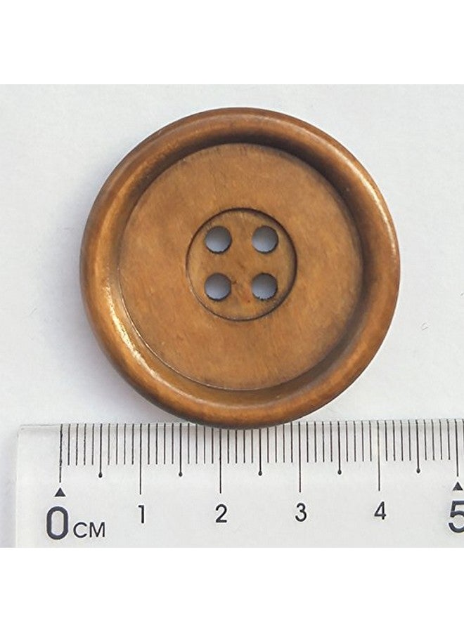 شينكو كرافت 30 قطعة حجم كبير 40 مم 1 1/2 بوصة أزرار خشبية مستديرة 4 ثقوب زر خياطة حرفية (بني) - Image 4