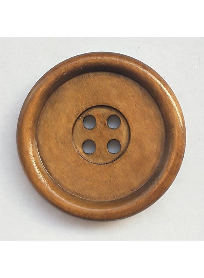 شينكو كرافت 30 قطعة حجم كبير 40 مم 1 1/2 بوصة أزرار خشبية مستديرة 4 ثقوب زر خياطة حرفية (بني) - Image 2