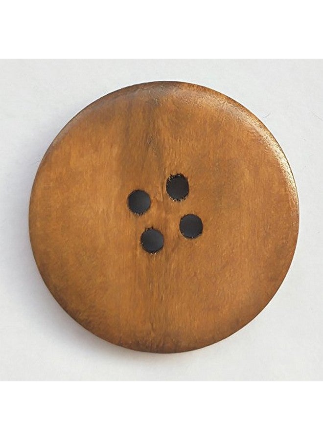 شينكو كرافت 30 قطعة حجم كبير 40 مم 1 1/2 بوصة أزرار خشبية مستديرة 4 ثقوب زر خياطة حرفية (بني) - Image 3