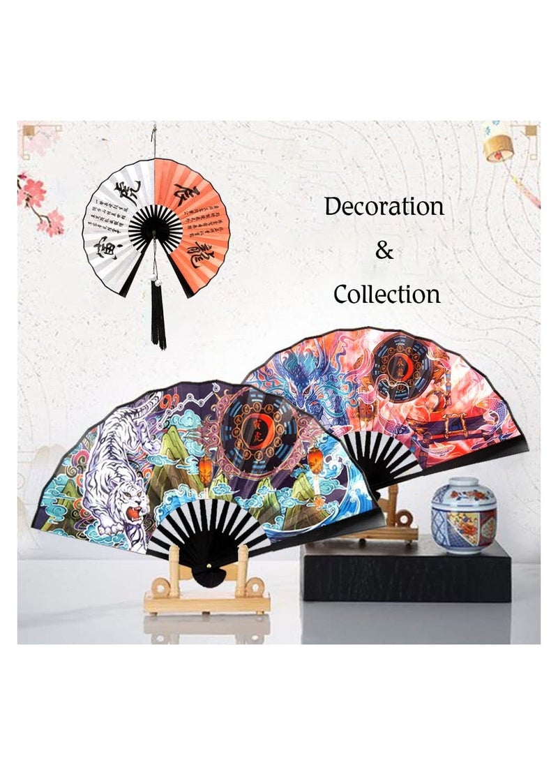 إسكدنيا Zodiac Hand held Folding Fan - Foldable Chinese Japanese Style Fan for Men/ Women with Oriental Culture - for Outdoor, Music Festival, Club, Event, Party, Dance, Decoration, Performance, Gift(Tiger) - Image 4