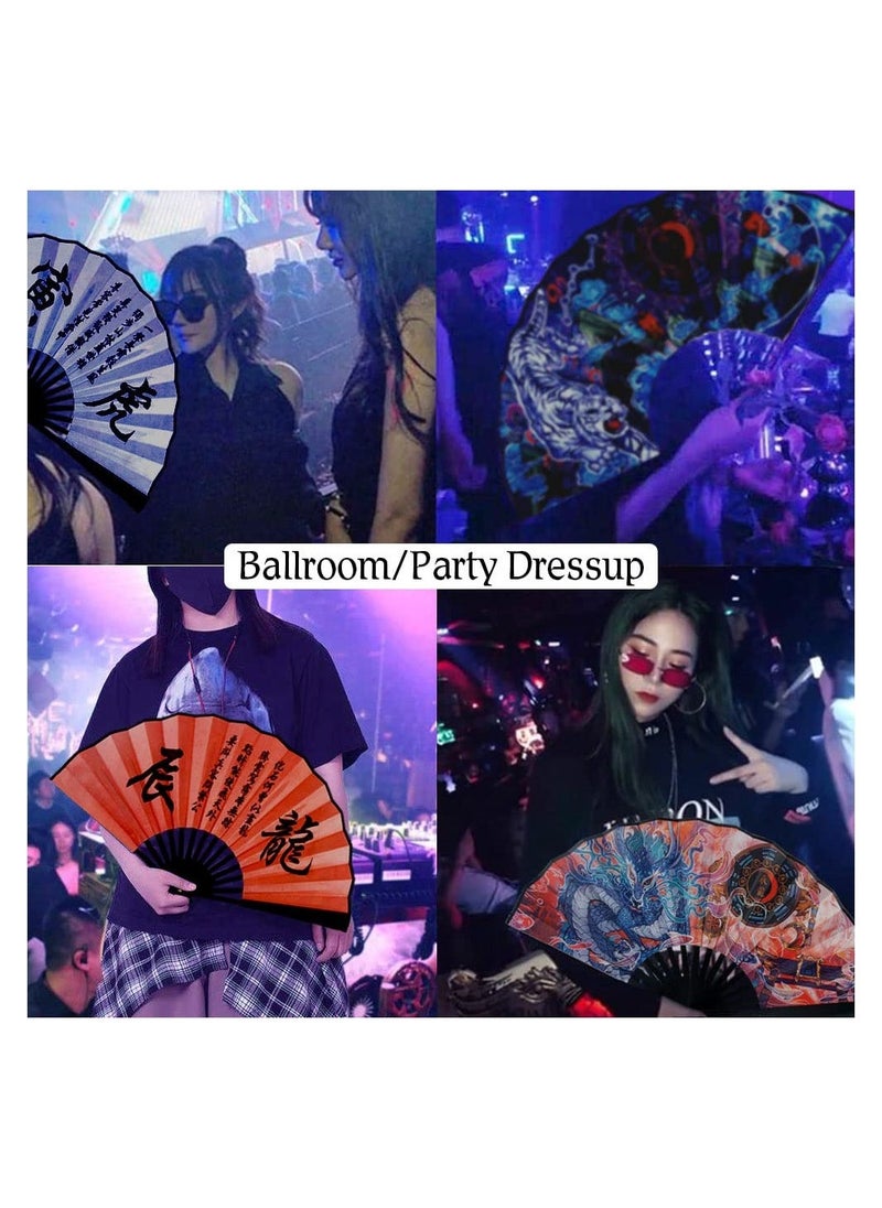 إسكدنيا Zodiac Hand held Folding Fan - Foldable Chinese Japanese Style Fan for Men/ Women with Oriental Culture - for Outdoor, Music Festival, Club, Event, Party, Dance, Decoration, Performance, Gift(Tiger) - Image 3