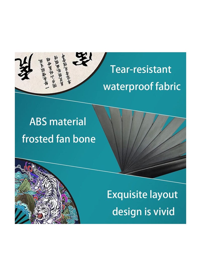إسكدنيا Zodiac Hand held Folding Fan - Foldable Chinese Japanese Style Fan for Men/ Women with Oriental Culture - for Outdoor, Music Festival, Club, Event, Party, Dance, Decoration, Performance, Gift(Tiger) - Image 2