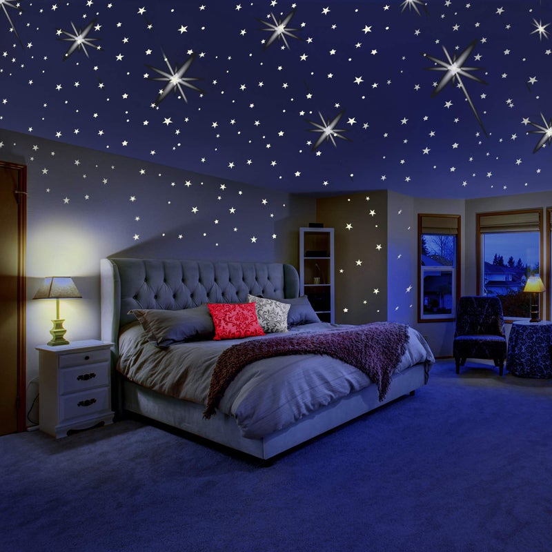 Glow in The Dark Stars for Ceiling or Wall Stickers  Glowing Wall Decals Stickers Room Decor Kit  Galaxy Glow Star Set and Solar System Decal for Kids Bedroom Decoration