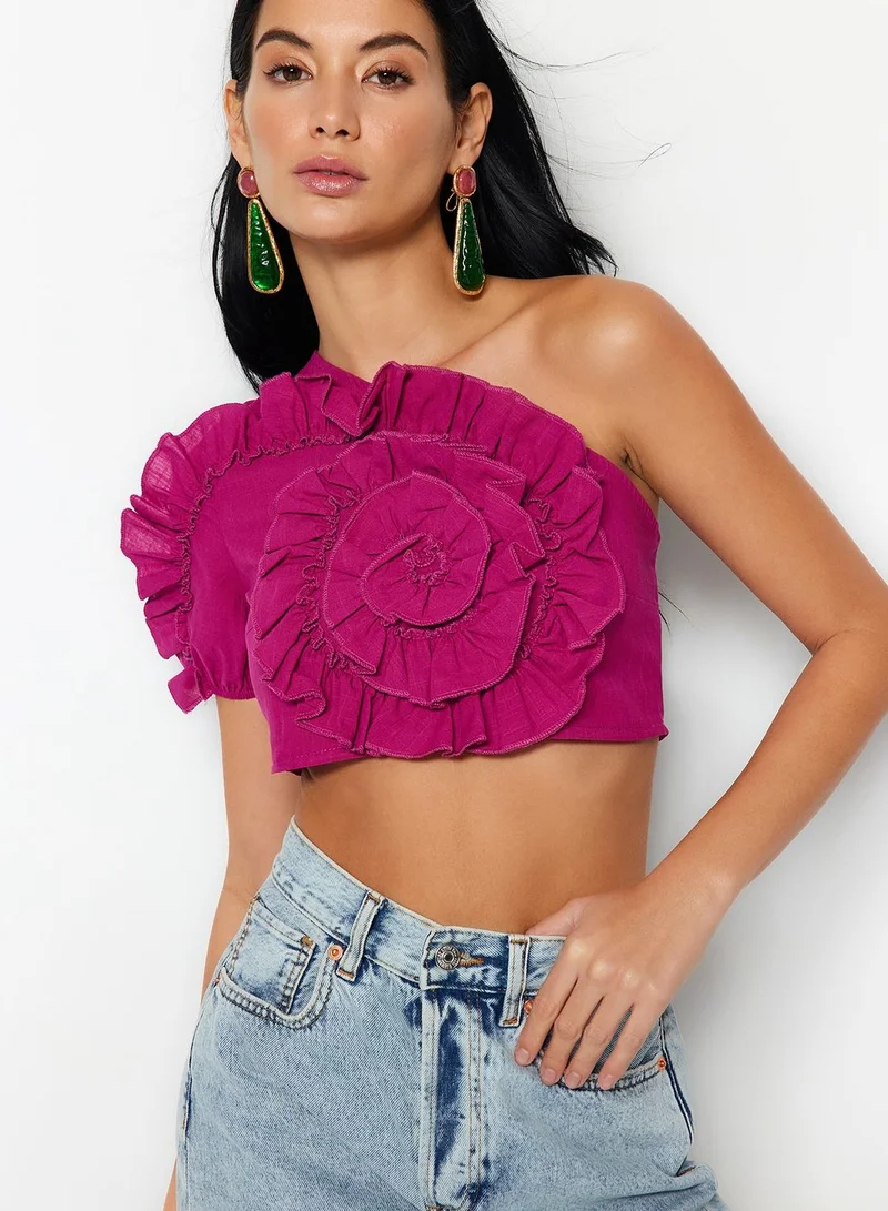 trendyol One Shoulder Ruffle Crop Top