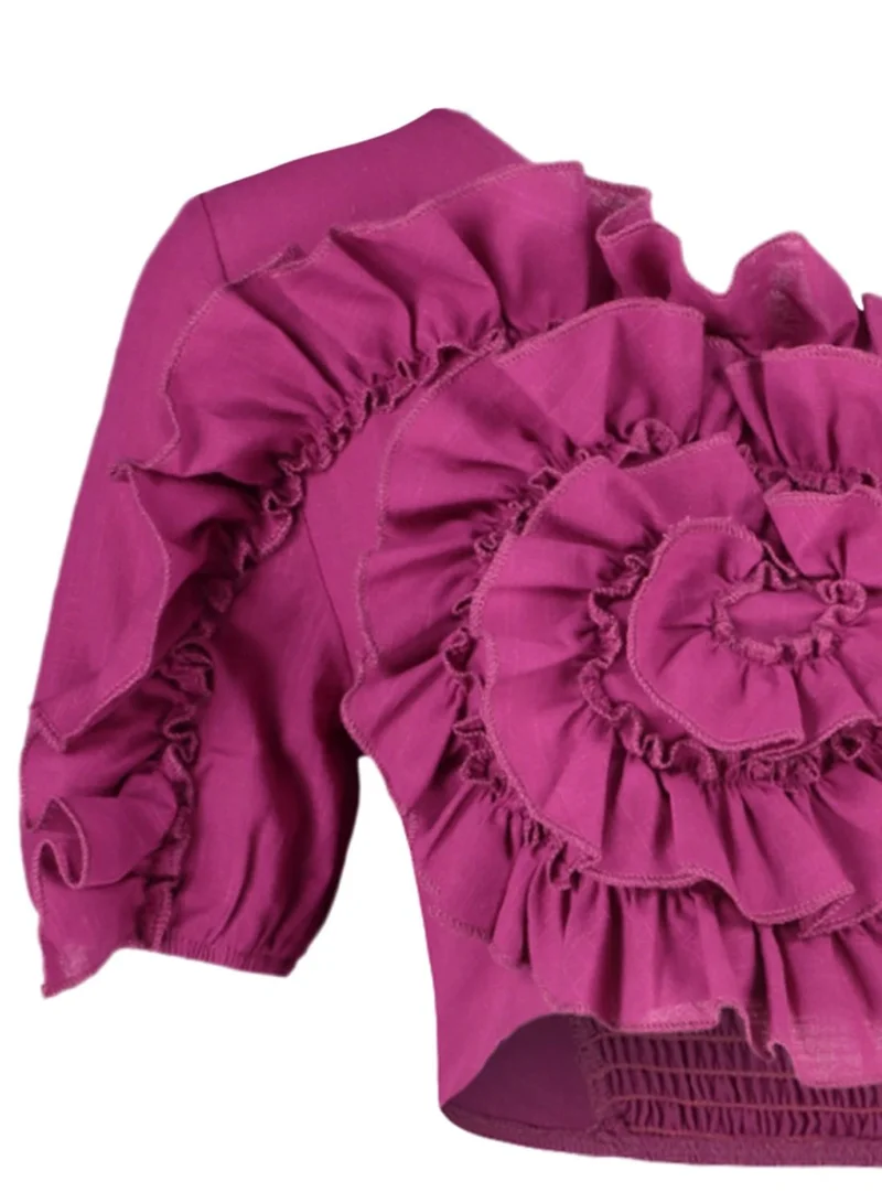trendyol One Shoulder Ruffle Crop Top