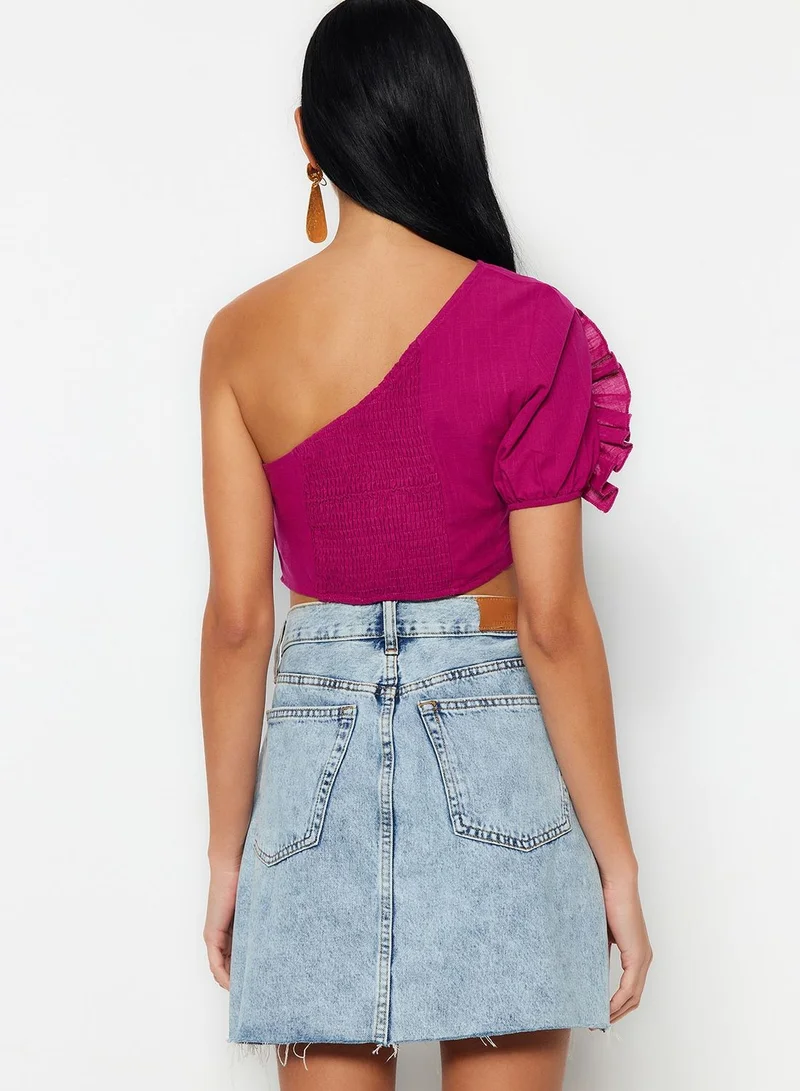 trendyol One Shoulder Ruffle Crop Top