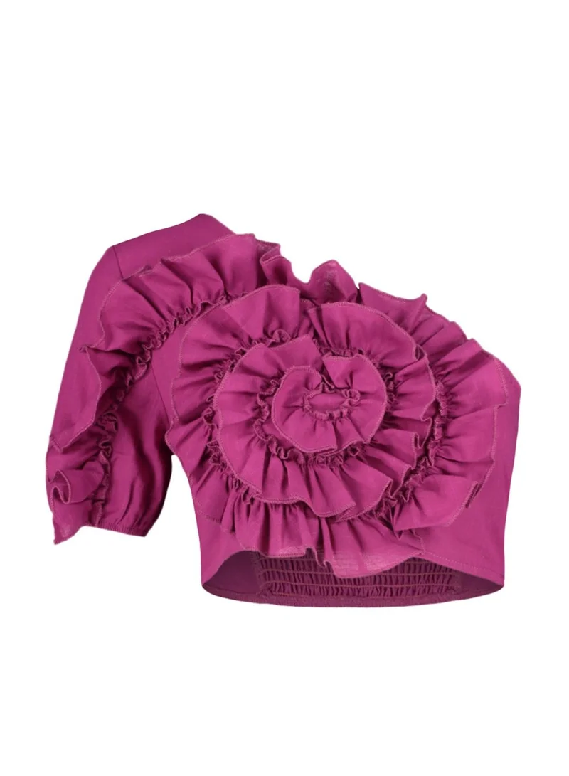 trendyol One Shoulder Ruffle Crop Top