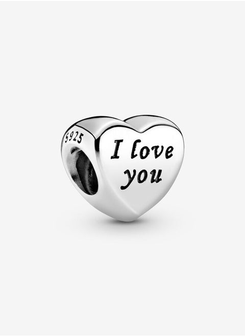 Pandora Women's Heart 925 Silver Charm with Engraving I love you