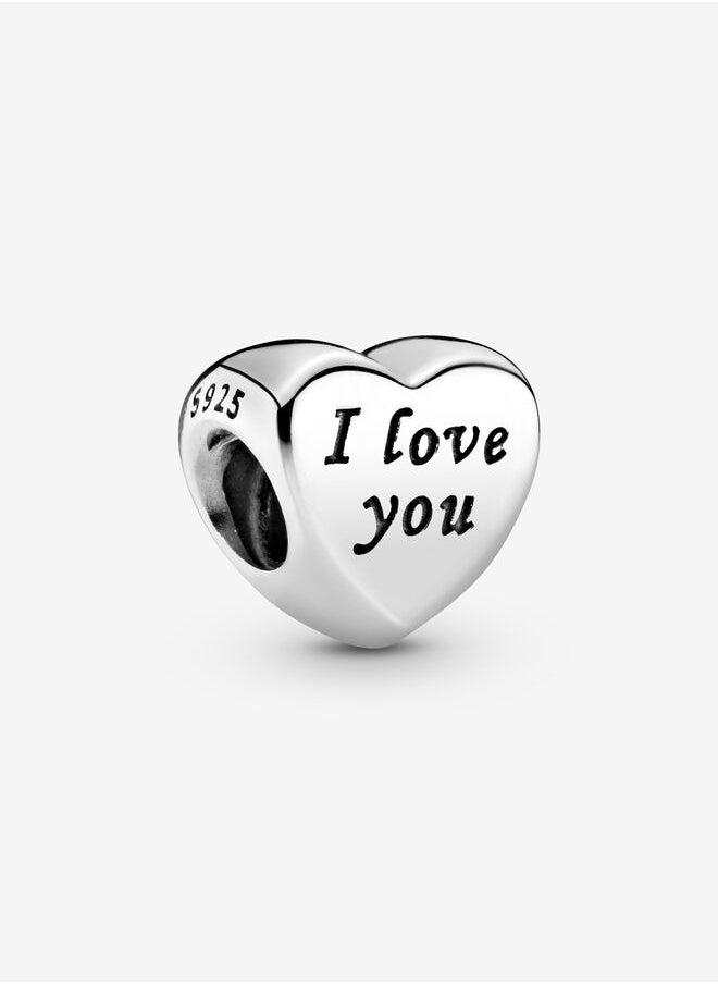 PANDORA - Pandora Women's Heart 925 Silver Charm with Engraving I love you - Image 1