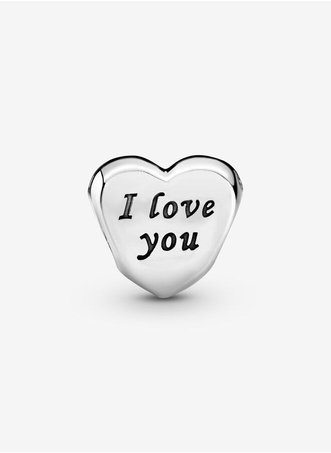 PANDORA - Pandora Women's Heart 925 Silver Charm with Engraving I love you - Image 1