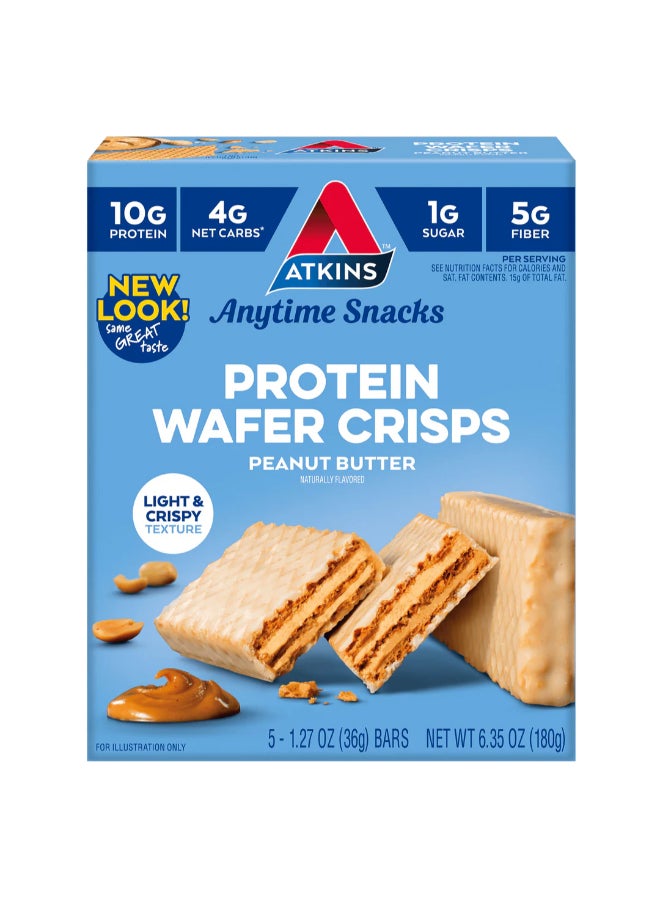 Atkins Anytime Snacks Protein Wafer Crisps Peanut Butter 5 Bars 1.27 oz (36 g) Each - Image 5