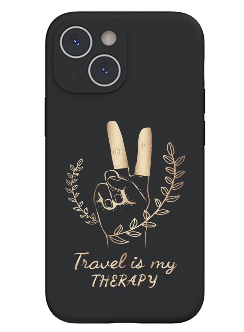 Theodor Protective Slim Fit Case Liquid Silicone Cover with Full Body Protection Anti-Scratch Shockproof Case For iPhone 14 Black  - Vase with Leaf2 - Image 1