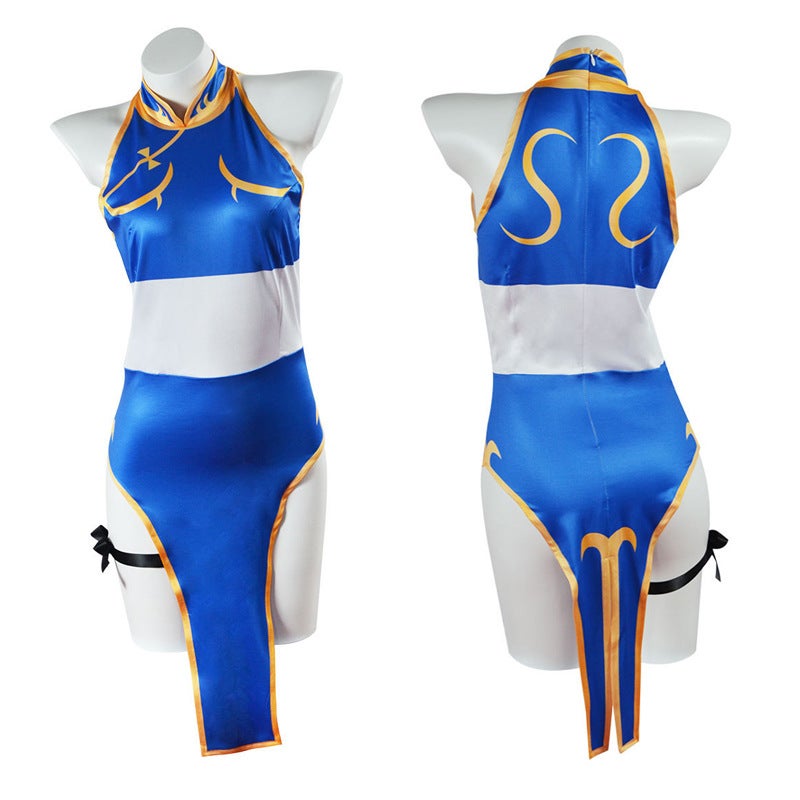 Loquat Street Fighter 6 Chunli cos Clothes Halloween Tight One-piece Clothes Chunli Cheongsam Stage Performance Game Clothes - Image 3