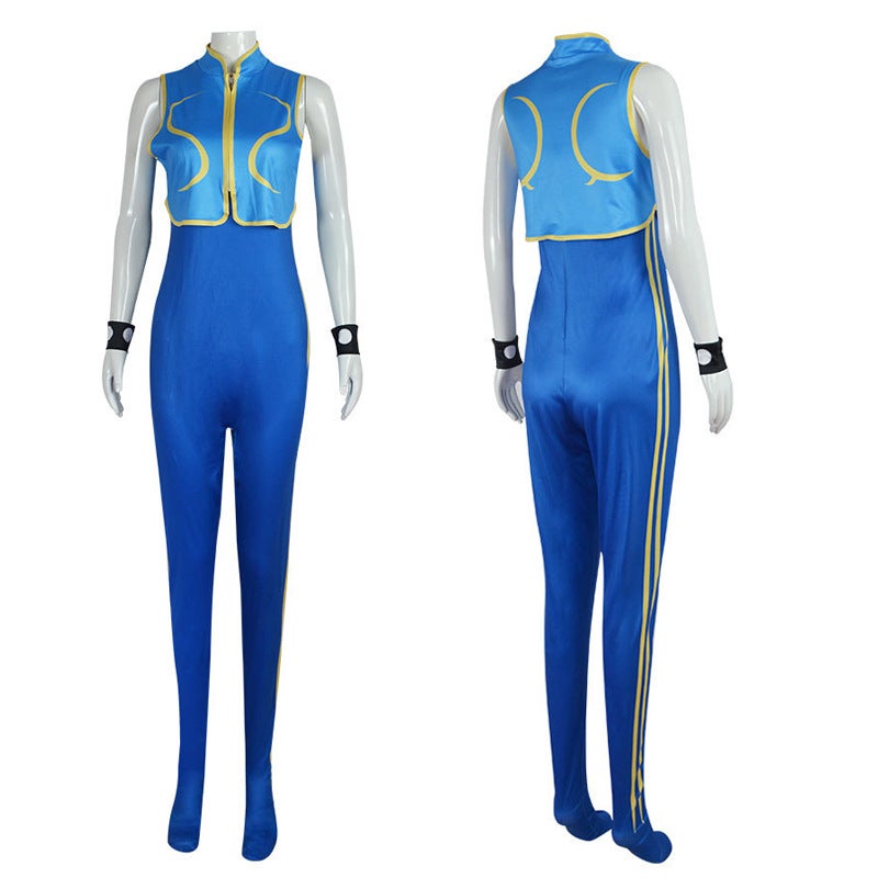 Loquat Street Fighter 6 Chunli cos Clothes Halloween Tight One-piece Clothes Chunli Cheongsam Stage Performance Game Clothes - Image 4