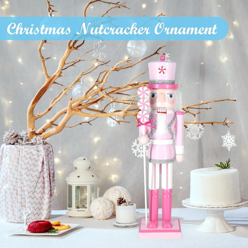 MicoSim Christmas Nutcracker Decor, 14.2" Wooden Decorations, Collectible Ornament for Festival Party Outdoor Xmas Gifts (Square Bottom Lollipop) - Image 4