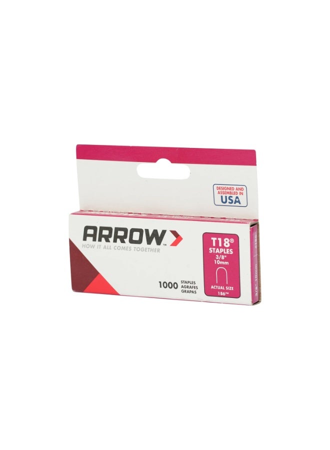 Arrow Fastener سهم 186 T18 بطول ساق 3/8 بوصة، حجم تاج 3/16 بوصة، دبابيس 1,000 عدد - Image 3