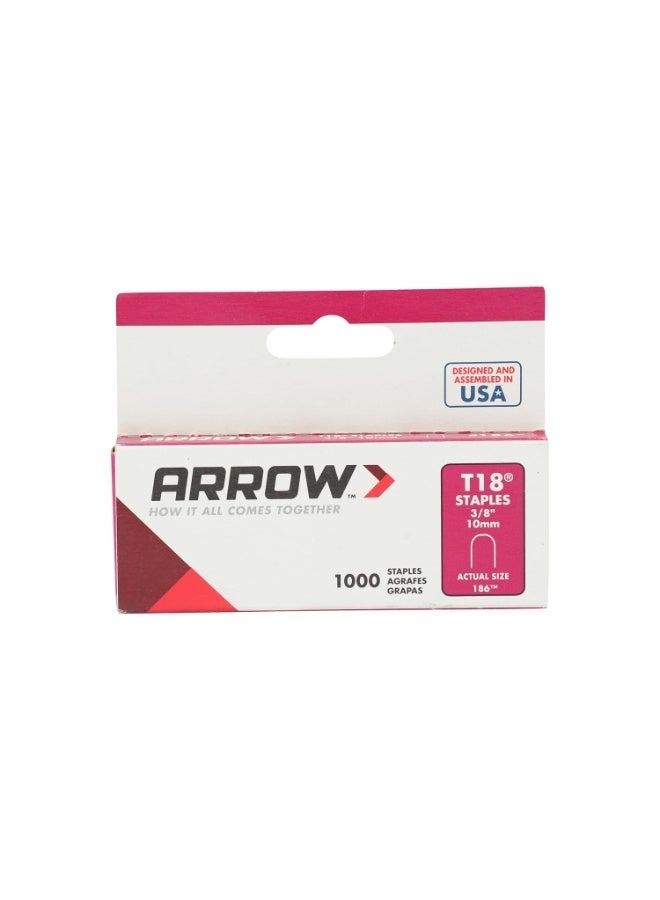 Arrow Fastener سهم 186 T18 بطول ساق 3/8 بوصة، حجم تاج 3/16 بوصة، دبابيس 1,000 عدد - Image 4
