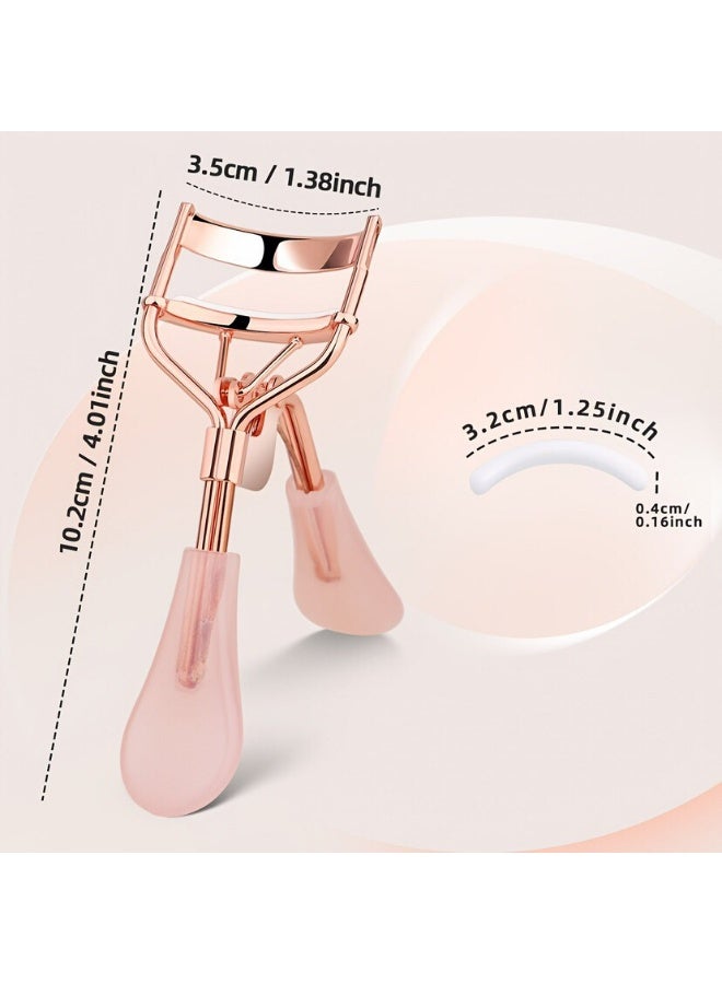 LUMYA Stainless Steel Eyelash Curler with 6 Pink Refill Pads, Pain Free Lash Curler with Silicone Handle, Ergonomic Design, Fits All Eye Shapes & Sizes, Portable Lash Curler for Women (Pink) - Image 3