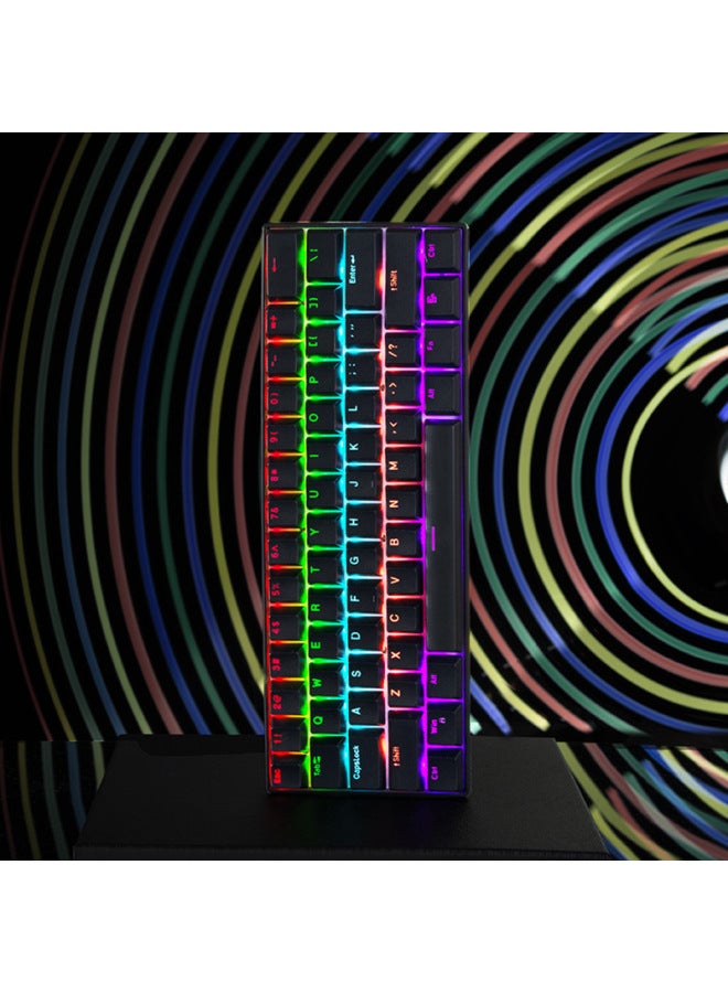 Entity Spirit Key H61 Three-mode Mixed Light Mechanical Keypad Green Tea Shaft-Color:Classic Black (61 Keys) Three-mode Version-red Axis - Image 1