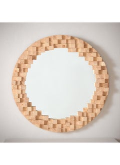 Inez Wooden Frame Round Mirror 80 x 3.5 x 80 cm