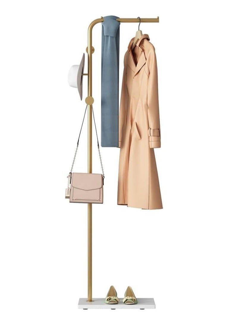 DUNISO Metal Coat Rack Freestanding, Coat Stand With 3 Hooks,Clothing Rack with Natural Marble Base, Space-Saving,Stable and Durable，for Entryway, Living Room,Bedroom, Office - Image 1