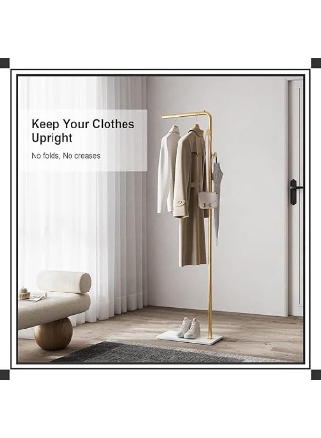 DUNISO Metal Coat Rack Freestanding, Coat Stand With 3 Hooks,Clothing Rack with Natural Marble Base, Space-Saving,Stable and Durable，for Entryway, Living Room,Bedroom, Office - Image 3