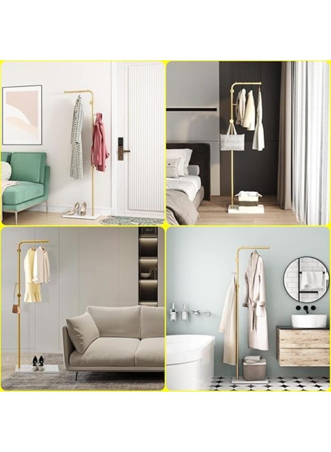 DUNISO Metal Coat Rack Freestanding, Coat Stand With 3 Hooks,Clothing Rack with Natural Marble Base, Space-Saving,Stable and Durable，for Entryway, Living Room,Bedroom, Office - Image 5