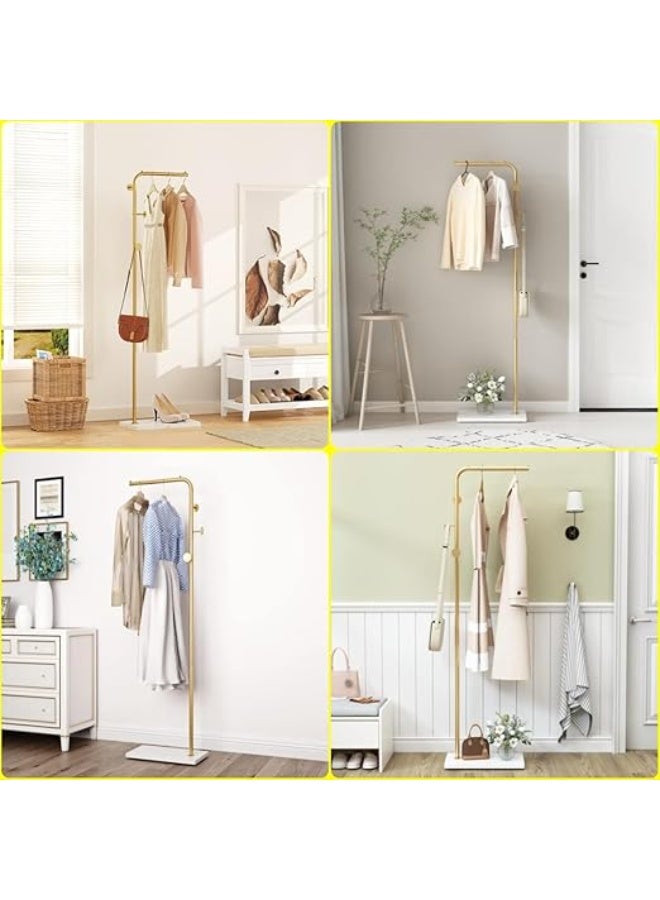 DUNISO Metal Coat Rack Freestanding, Coat Stand With 3 Hooks,Clothing Rack with Natural Marble Base, Space-Saving,Stable and Durable，for Entryway, Living Room,Bedroom, Office - Image 4