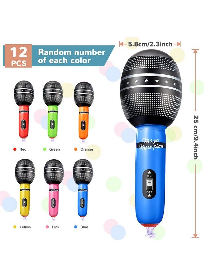 Zhanmai 12 Pieces Inflatable Microphones Blow Up Microphone Plastic Microphone Props Blow Up Microphones Toys For Musical Concert Themed Party Role Play Stage Birthday Decoration Supplies (Random Colors) - Image 3