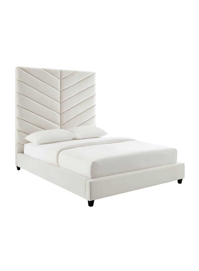 A to Z Furniture Edison Velvet Bed 200x200cm Super King Bed in White Color