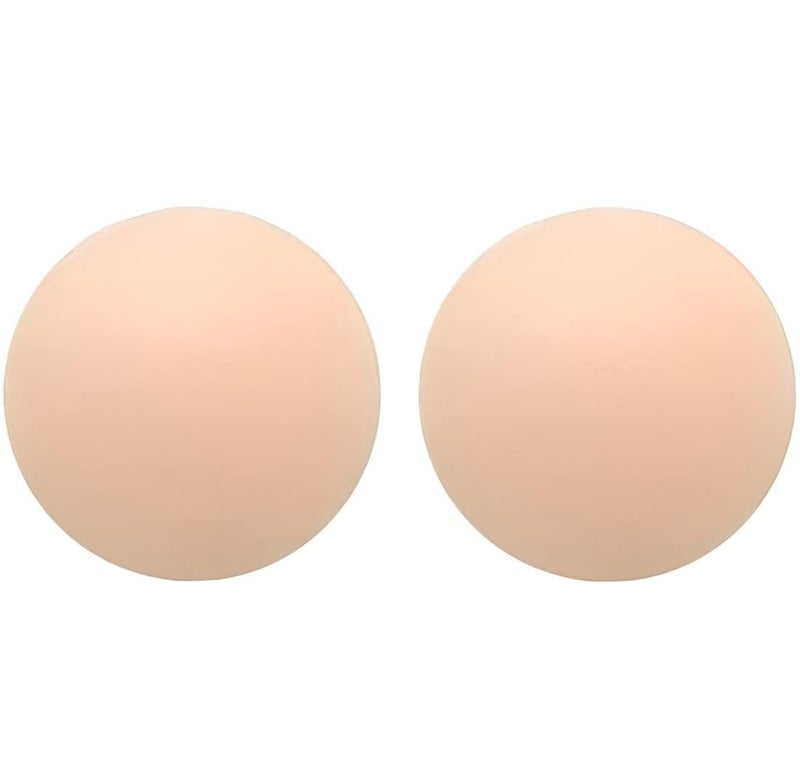 Thin Pasties - Reusable beige silicone nipple covers for women with non-adhesive backing, versatile two pack set ensures discreet coverage and all-day comfort during summer activities. - Image 1