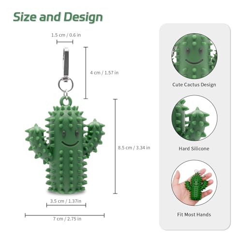 Doacpcr 1 PCS Little Ouchies Pain FidgetSilicone Cactus Stim Tools for Adults Sensory Pain Stim Fidget Toy Spiky Grippy Stim Keychain Anxiety Relief Items Fidget Fun Gift for Friends and Family Green - Image 5
