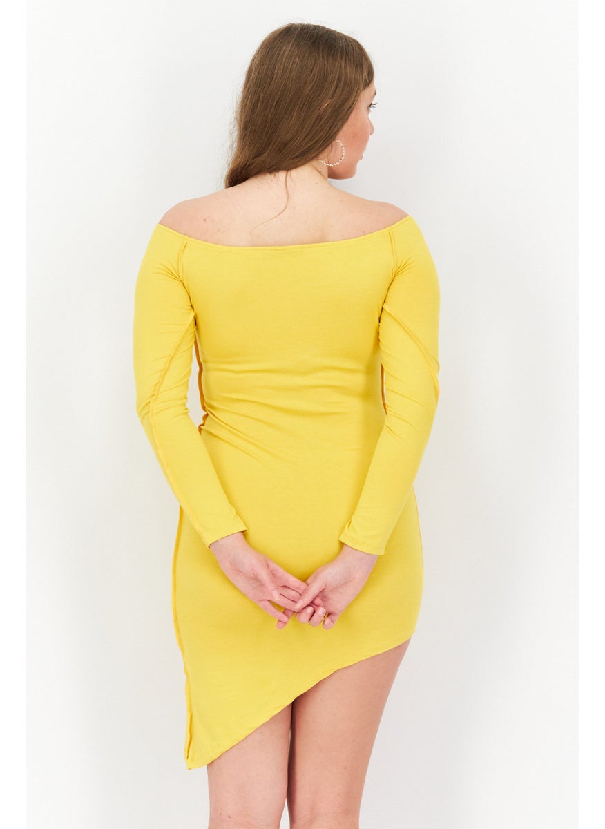 I SAW IT FIRST - Women Solid Mini Dress, Yellow - Image 1