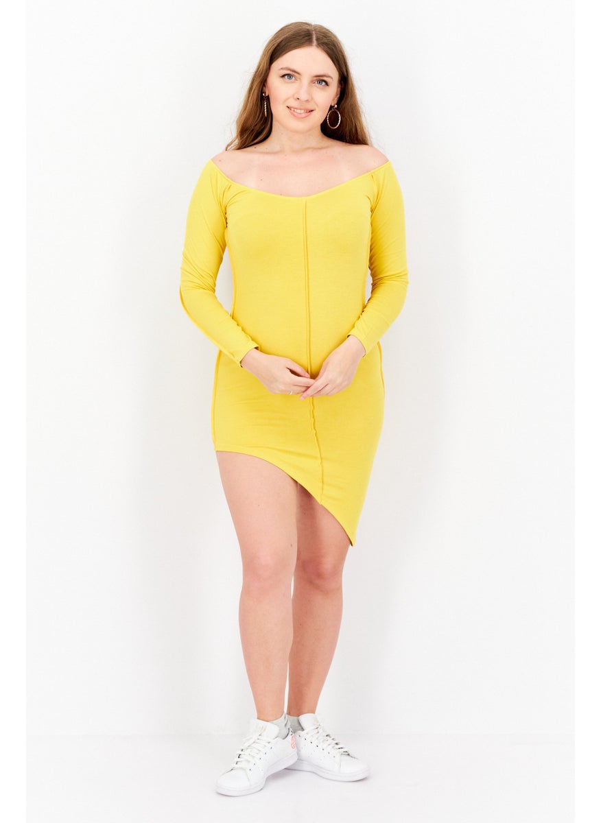 I SAW IT FIRST - Women Solid Mini Dress, Yellow - Image 1