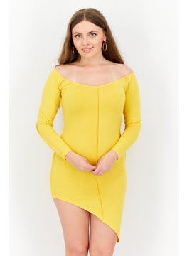 Women Solid Mini Dress, Yellow