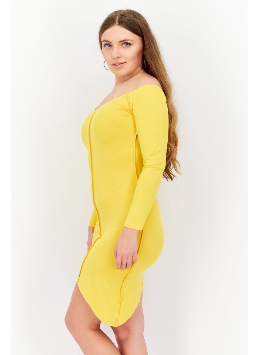 I SAW IT FIRST - Women Solid Mini Dress, Yellow - Image 1