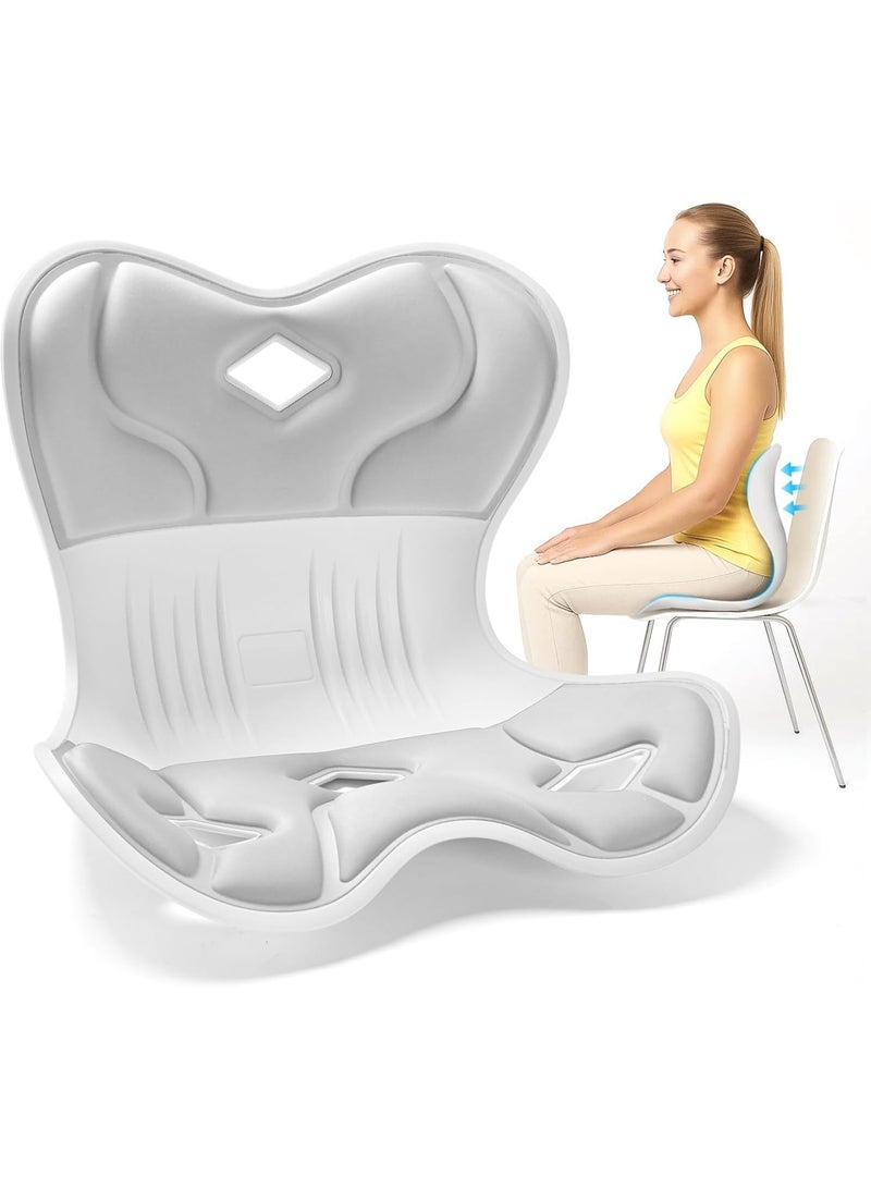 Comfortable back support for office chairs to properly correct body posture, lower back support for floor seating, ideal for home, work, and office, backrest (color: white * gray) - Image 1