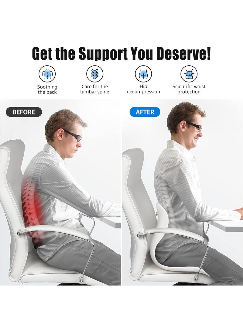 Comfortable back support for office chairs to properly correct body posture, lower back support for floor seating, ideal for home, work, and office, backrest (color: white * gray) - Image 3