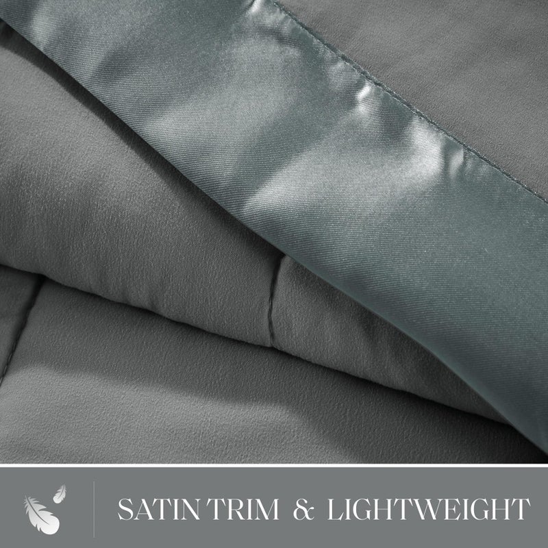 Madison Park Windom Down Alternative Blanket, Premium 3M Scotchgard Moisture Wicking Treatment, Lightweight and Soft Bed Cover For All Season, Satin Trim, Charcoal Full/Queen - Image 2