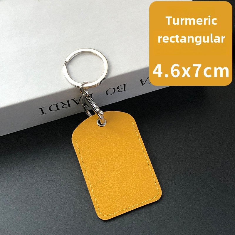 Rectangular PU Leather Keychain Card Holder Turmeric rectangle 