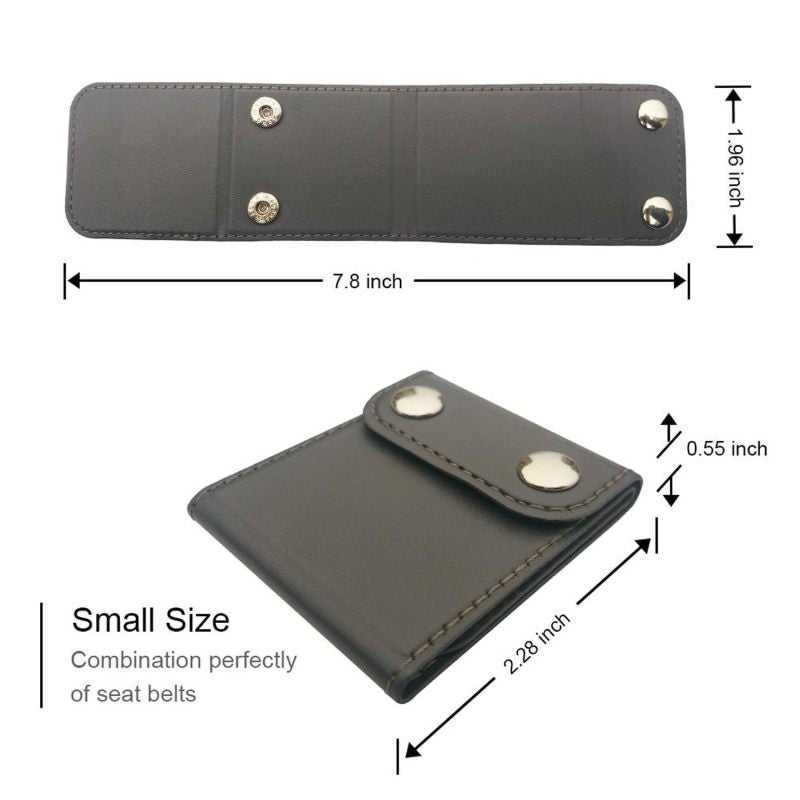 Seat Belt Adjuster 2-Pack Grey Instant Comfort Adjustment Positioning Clip - Prevents Seat Belt Neck Rub Soft PU Leather Cushion for Long Car Rides - Image 2