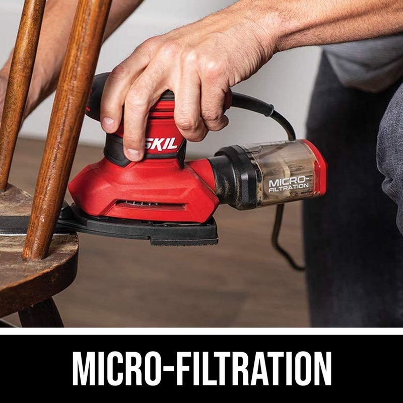 SKIL Corded Multi-Function Detail Sander with Micro-Filter Dust Box 3 Additional Attachments & 12pc Sanding Sheet- SR232301 - Image 4