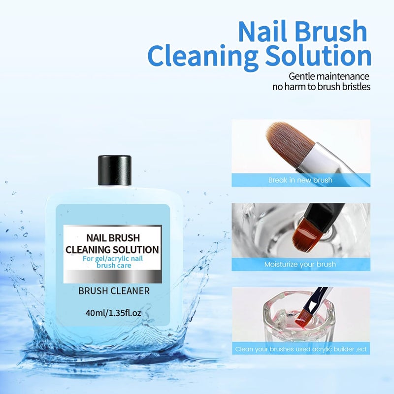 SULLMAR Nail Brush Cleaner 40ml Cleaner Efficient Nail Cleaner for Acrylic Nails Professional Brush Cleaner for acrylic Clean and Maintain Your Nail Brushes with Cleaning Solution - Image 3