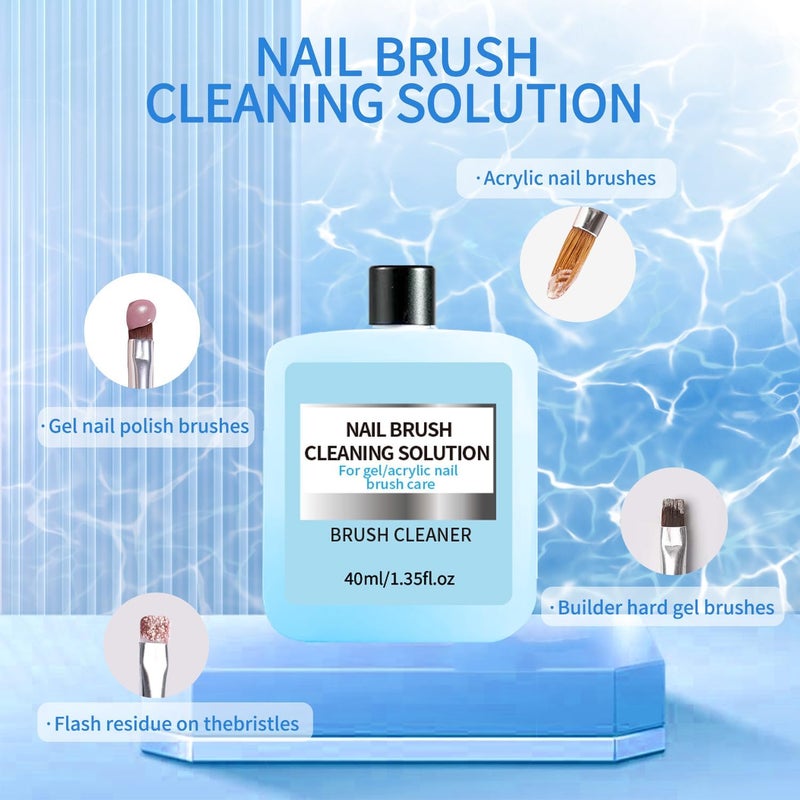 SULLMAR Nail Brush Cleaner 40ml Cleaner Efficient Nail Cleaner for Acrylic Nails Professional Brush Cleaner for acrylic Clean and Maintain Your Nail Brushes with Cleaning Solution - Image 1
