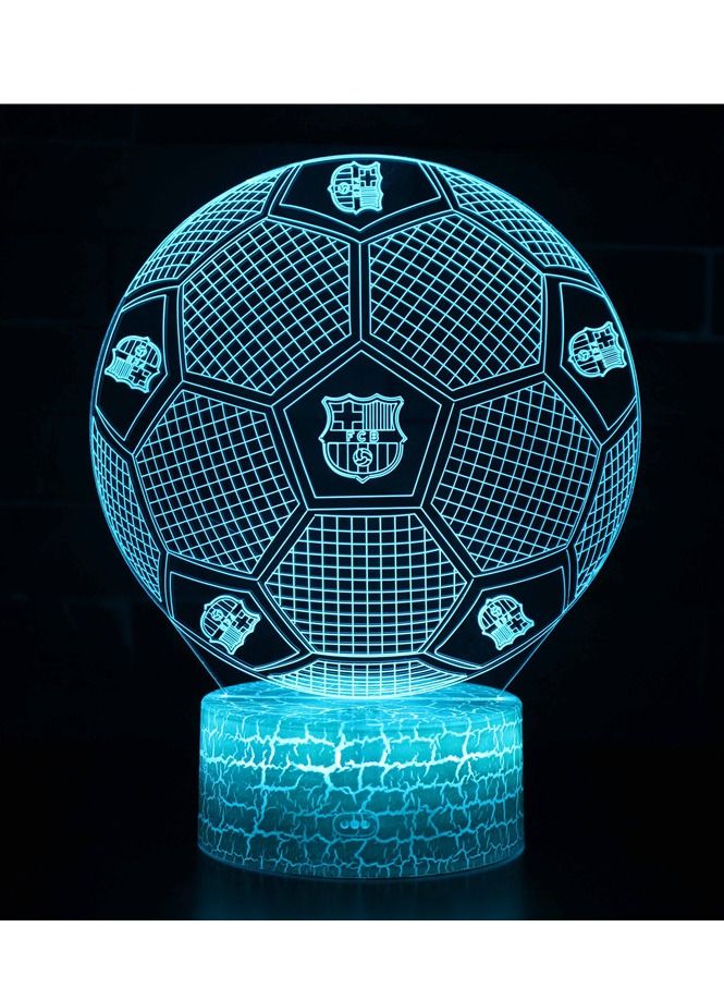 althiqahkey خمسة فرق كرة القدم في الدوري الأمريكي 3D LED ملون ضوء ليلي لمسة 7/16 لون تحكم عن بعد ضوء وهمي مصباح طاولة هدية فريق برشلونة - Image 1