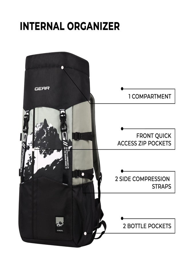 Gear Alphamount 2 25"/50L Extra Large Water Resistant 4 Compartment Rucksack/Travel Bag/For Unisex(Black-Grey) - Image 3