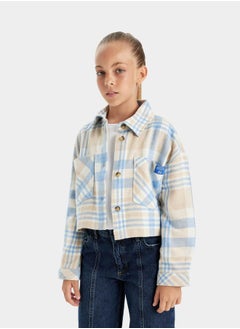 DeFacto Checkered Button-Up Long-Sleeve Crop Shirt with Pockets by Styli  - Image 4