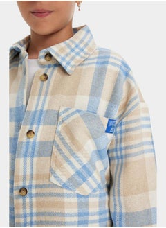 DeFacto Checkered Button-Up Long-Sleeve Crop Shirt with Pockets by Styli  - Image 2