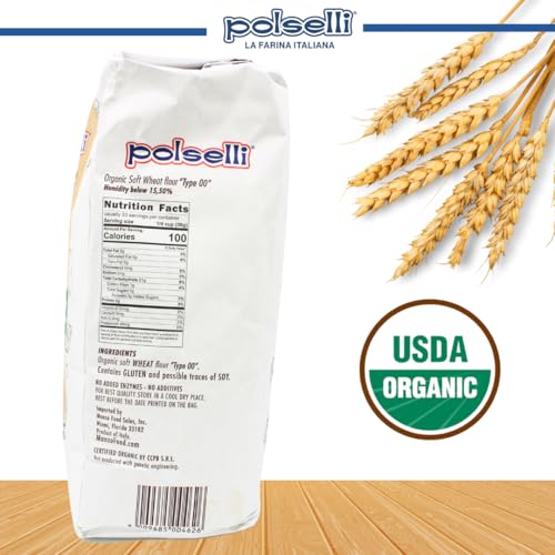 POLSELLI Organic Flour, Type 00, 100% Italian Grain, Double Zero Flour, OO Extra Fine, BIO, Neapolitan Italian Pizza, Bread, Pasta, All Natural, Unbleached, All-Purpose Flour, Unbromated, No Additives - Image 3